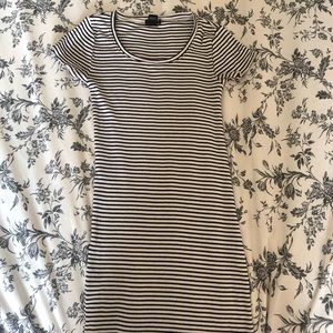 Striped Black and White Bodycon Mini Dress.